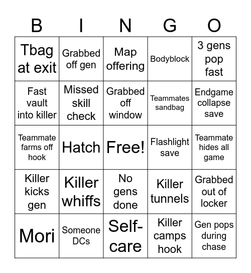 DBD BINGO Card