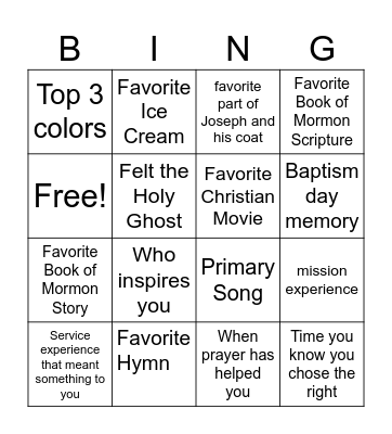 Getting to Know you Bingo Card