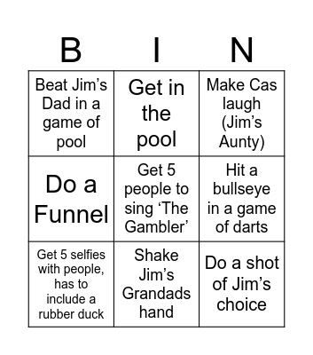 Party 1 Bingo Card