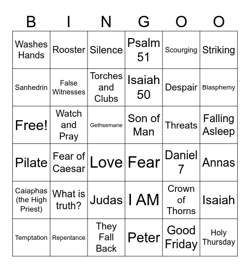 Session 2 - No greater Love Bingo Card