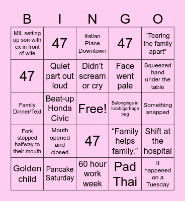 Reddit Story Bingo Card