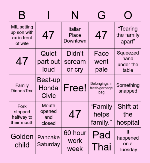 Reddit Story Bingo Card