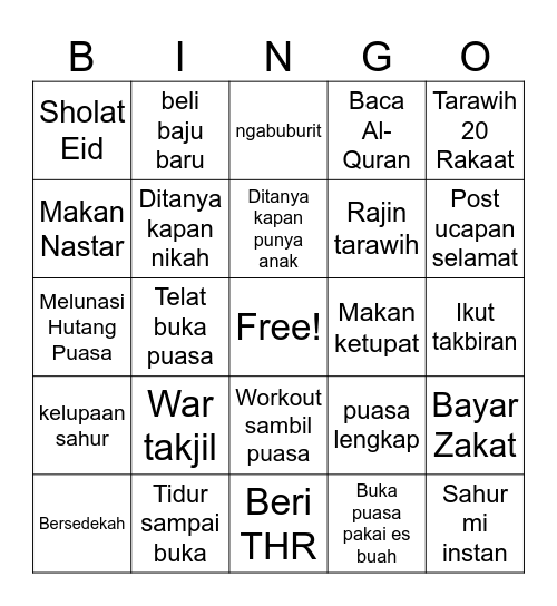 BINGO HalalBihalal Bingo Card