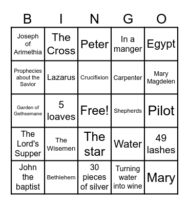 Matthew Bingo Card