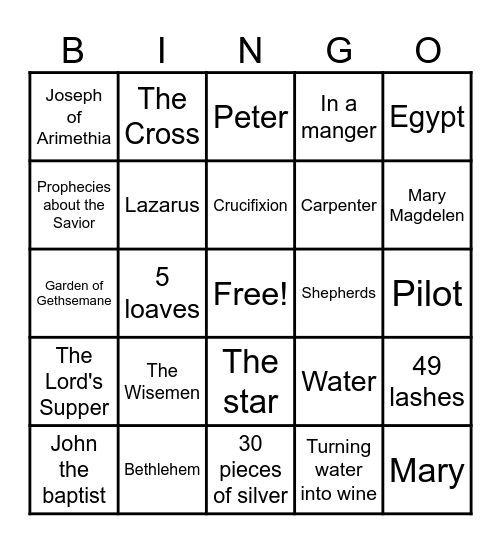 Matthew Bingo Card