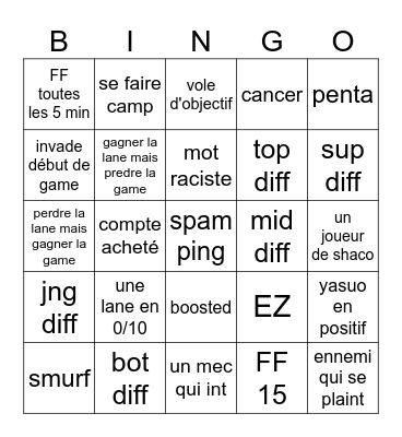 lol Bingo Card