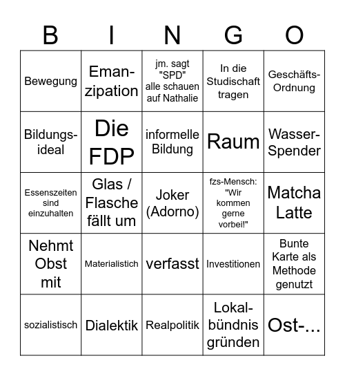 Taxiteller Bingo Sonntag Bingo Card