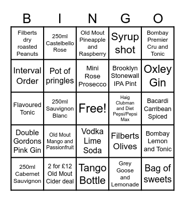 G Live Bingo Card