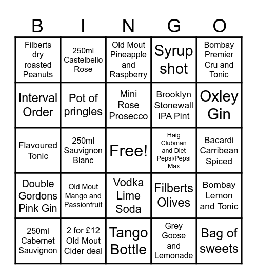 G Live Bingo Card