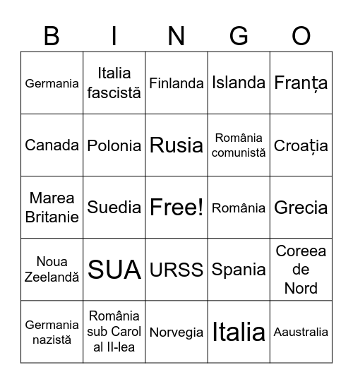 Regimuri politice democratice. Bingo Card