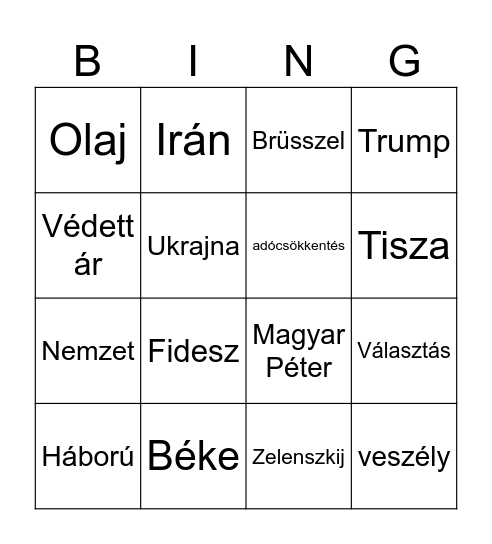 Vitya Bingo Card