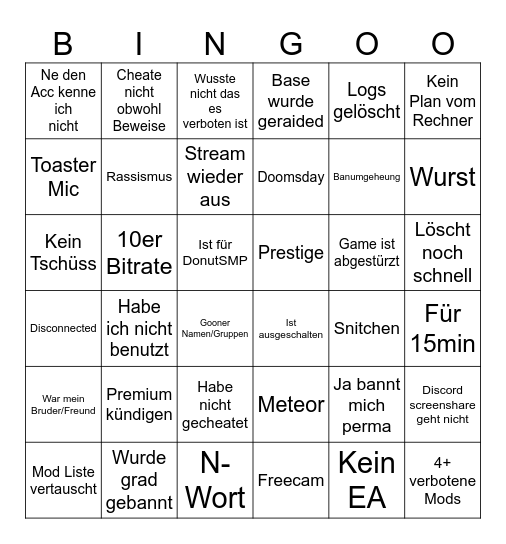 HugoSMP Bingo Card