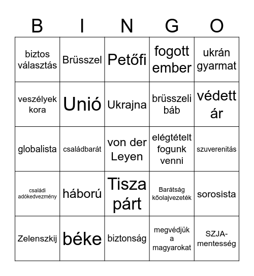 Orbán beszéd (március 15.) Bingo Card