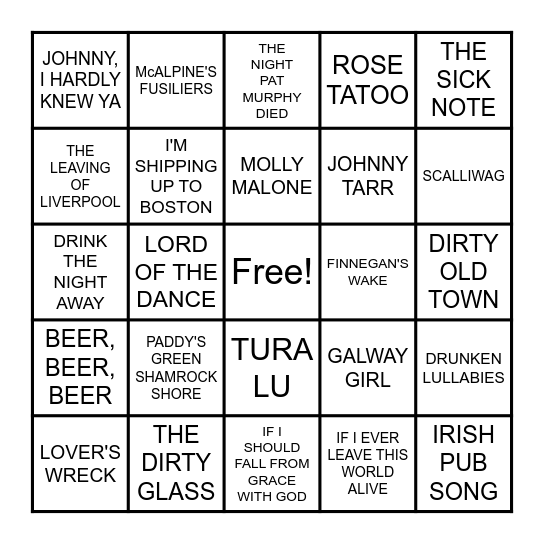 KISS ME, I'M IRISH Bingo Card