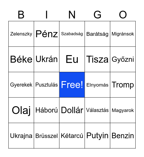 Orbán 2026 március 15 Bingo Card