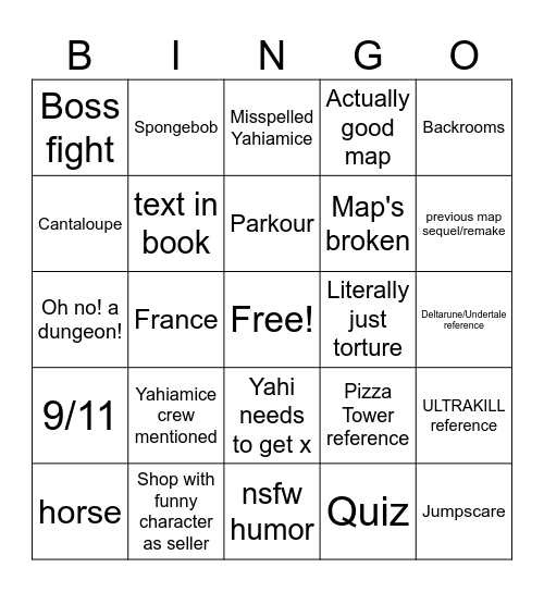 Yahiamice mc map submission Bingo Card