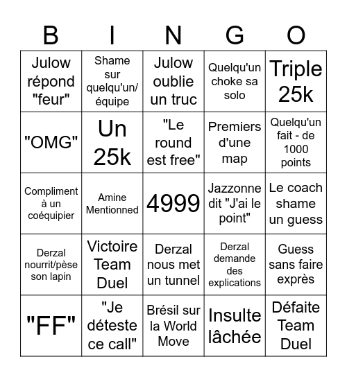J2 Bingo Card