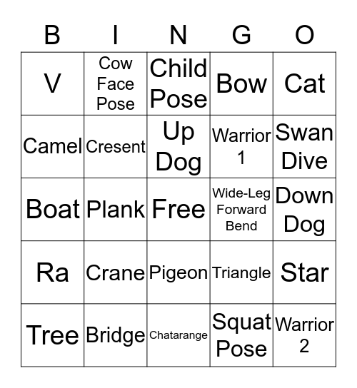 Yoga Bingo Card