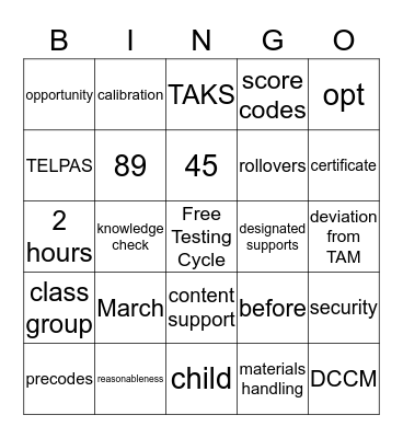 Campus Administrators LOVE State Testing Bingo Card