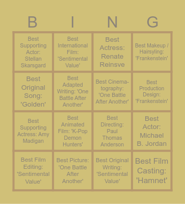 OSCAR BINGO Card