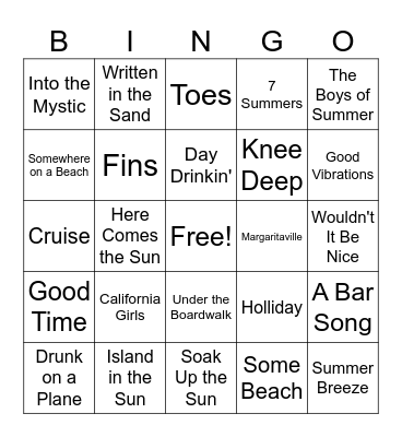 Beach Party Bingo Card