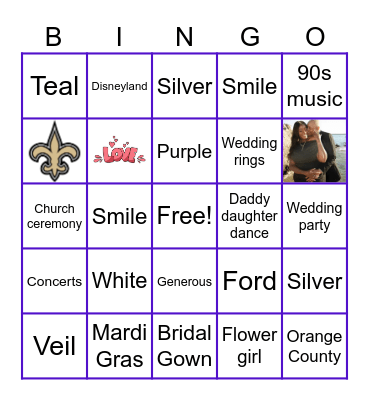 Letricia’s Bridal Bingo Card