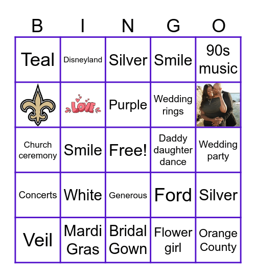 Letricia’s Bridal Bingo Card