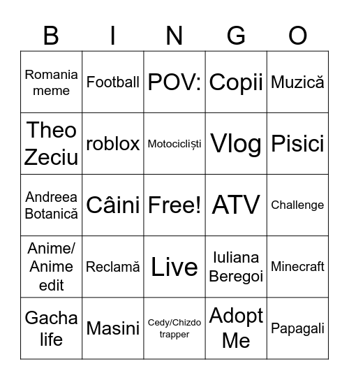 TikTok Bingo Card