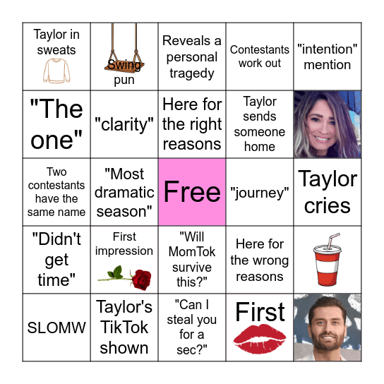 TFP Bachelorette Bingo Card