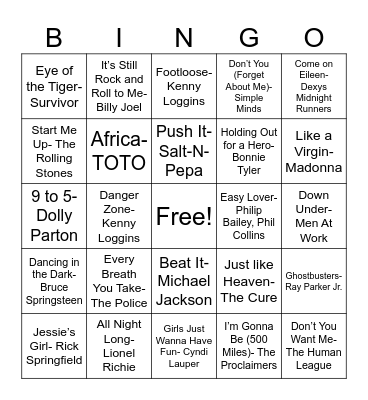 MUSIC Bingo Card