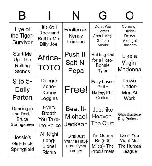 MUSIC Bingo Card
