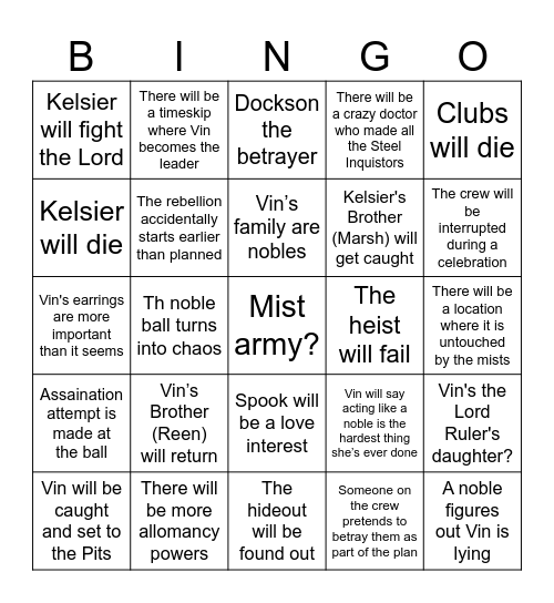 Jake E's BINGO Card Bingo Card