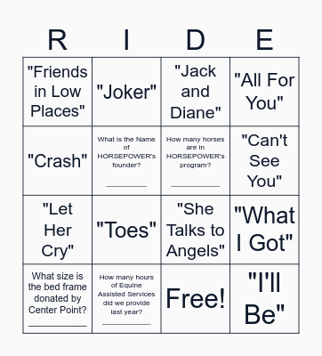 HORSEPOWER GALA BINGO Card
