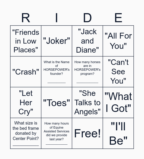 HORSEPOWER GALA BINGO Card