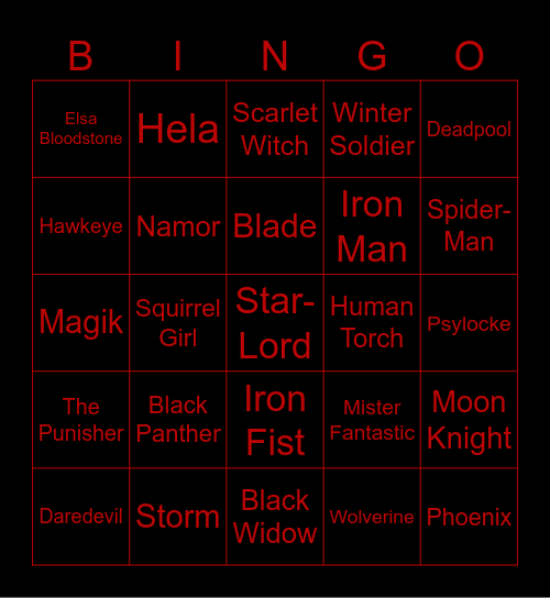 MRDPS Bingo Card
