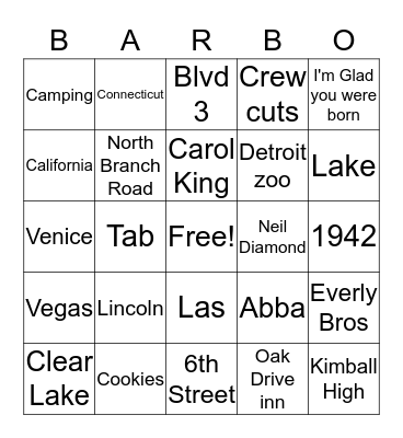 Barb 75th Birthday Bingo Card