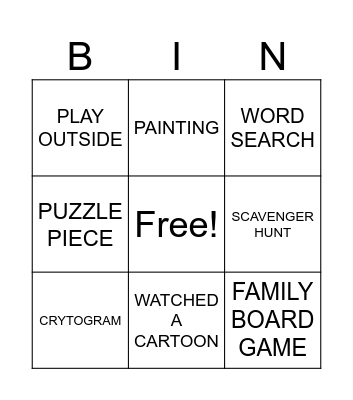 MARCH BREAK BINGO Card