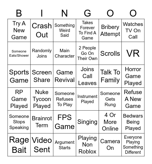 GC Bingo Card