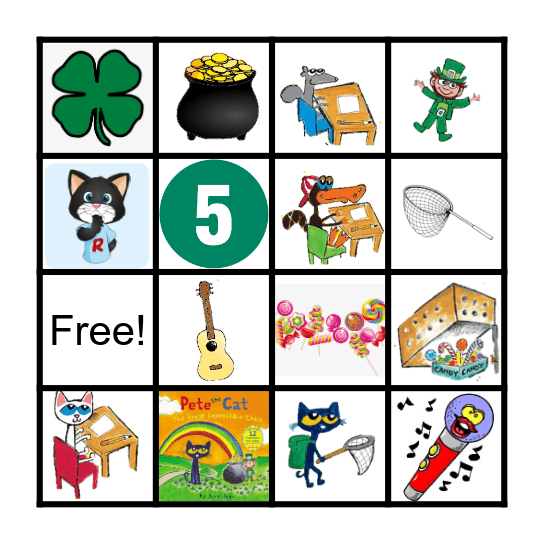 Pete the Cat- St. Patrick's Day BINGO Card