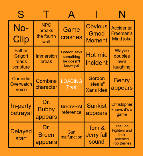 Half-Life 2 VR but the AI is a Bingo Card [v2] Bingo Card