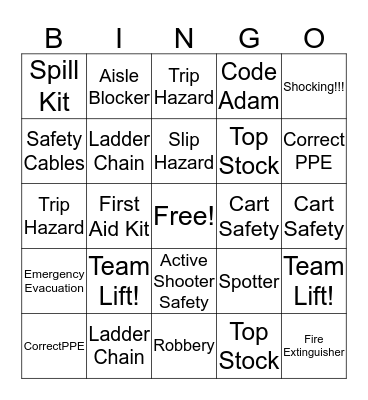 Safety Bingo Card