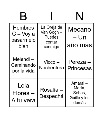Bingo musical Bingo Card