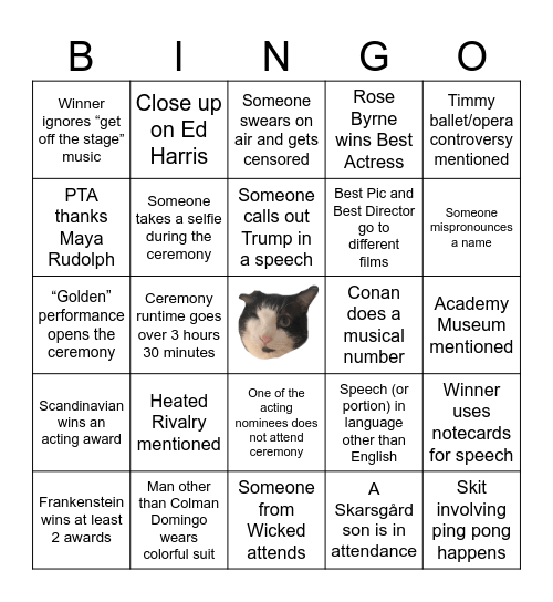 Oscars Party Bingo! 2026 Bingo Card