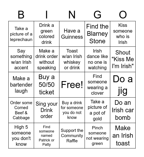Irish Bingo Card