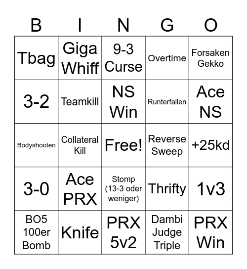 VCT PRX NS Bingo Card