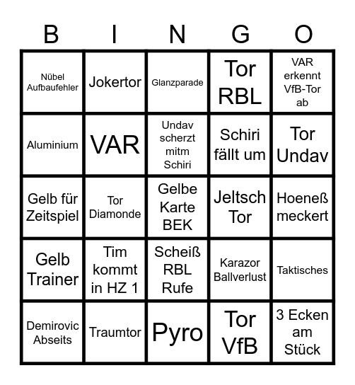 Bingo VfB - Dosen Bingo Card