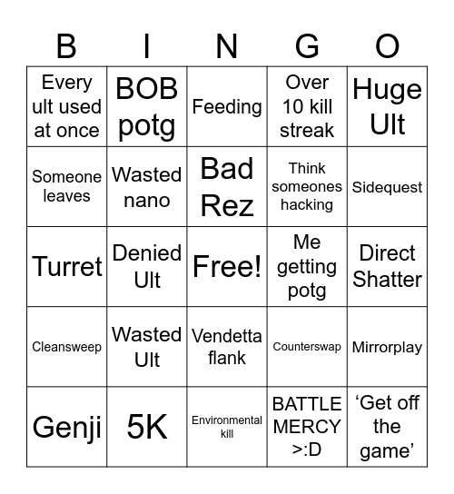 OVERWATCH BINGO Card