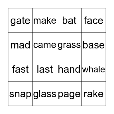 WWP 3 Bingo Card