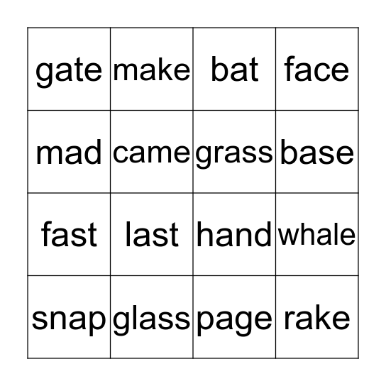 WWP 3 Bingo Card