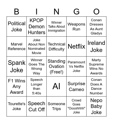 🏆 98th Oscars 🏆Watch Party 🏆Epic 🏆 Sinners Wins All🏆Bingo Card